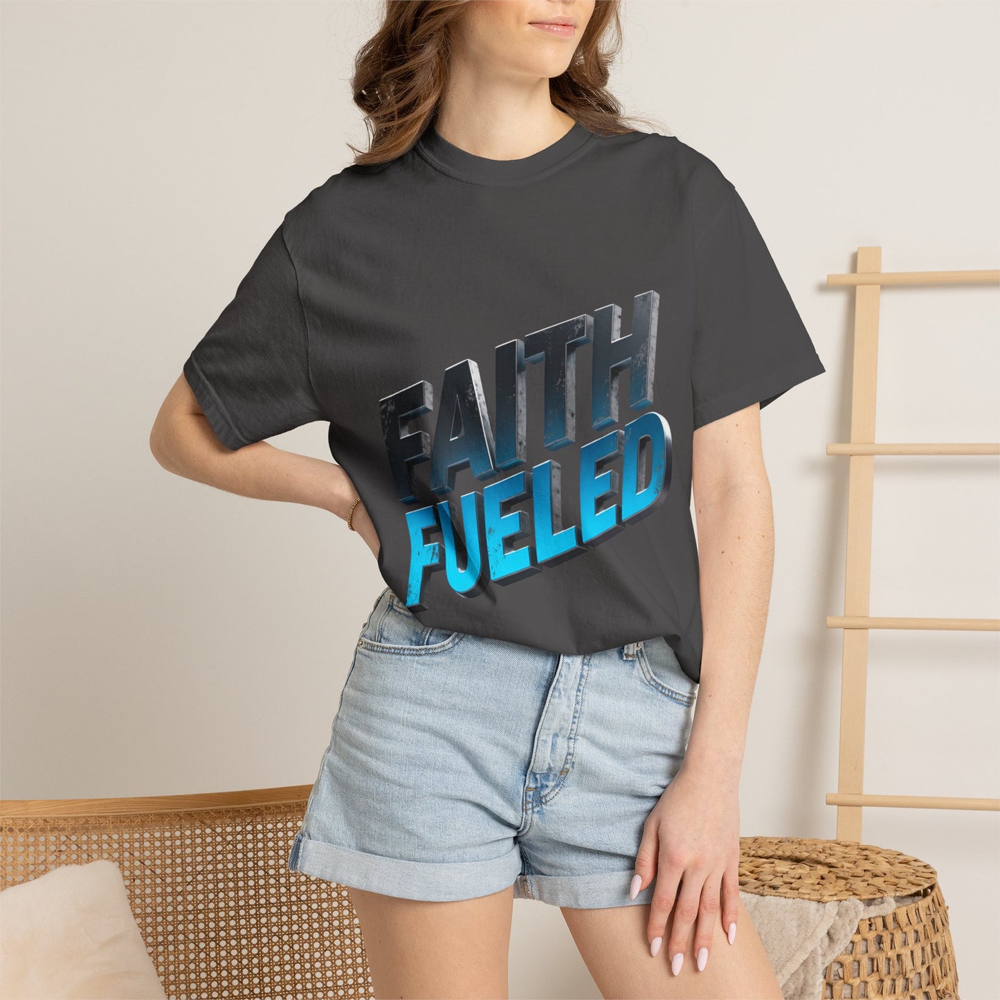 Faith Fueled Garment-Dyed Tee — Vintage Two-Tone Christian T-Shirt