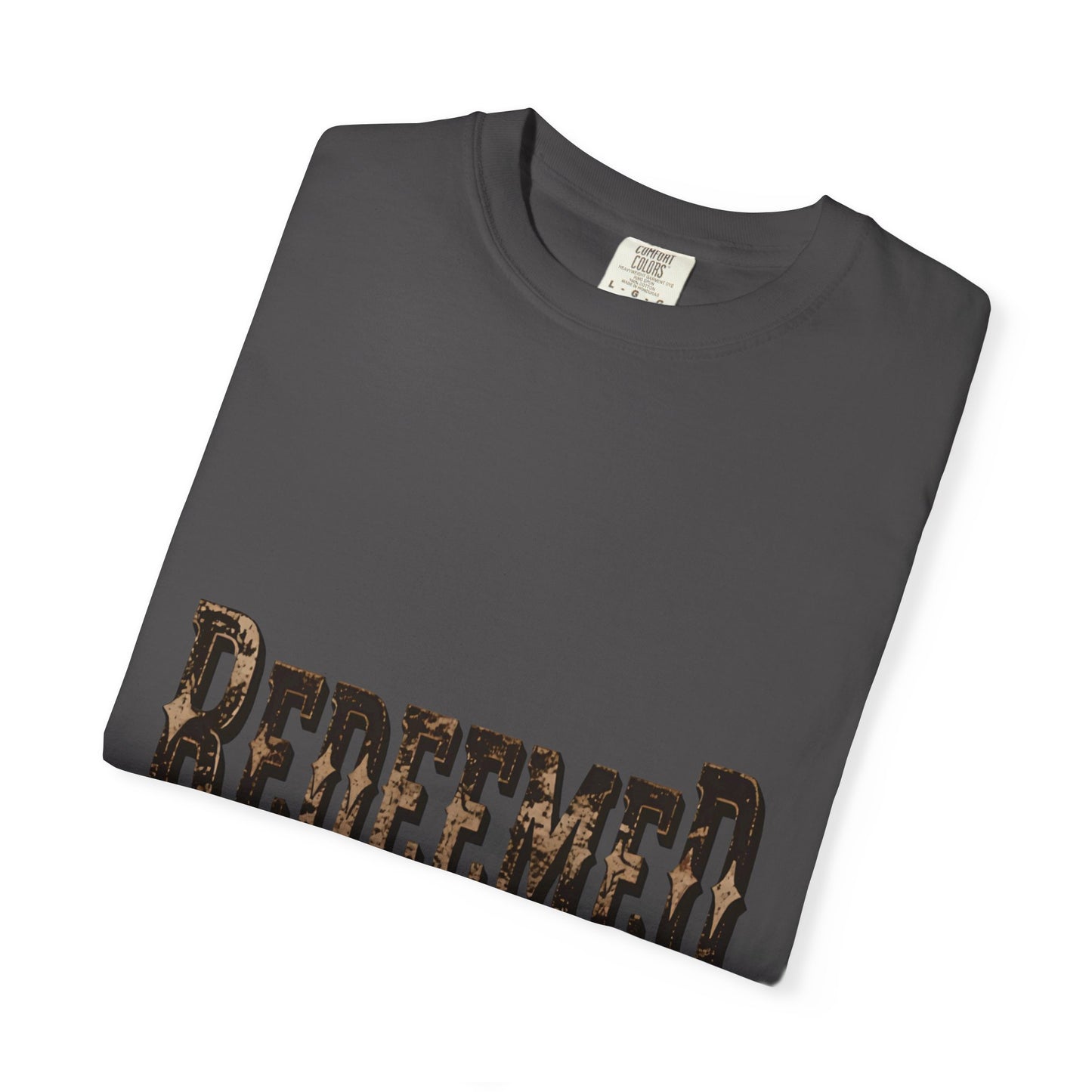 Garment-Dyed Statement Tee — Bold Single-Word Typographic Front