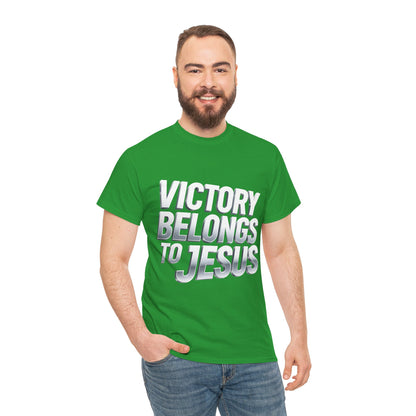 Victory Belongs to Jesus T-Shirt — Heavyweight Christian Faith Tee