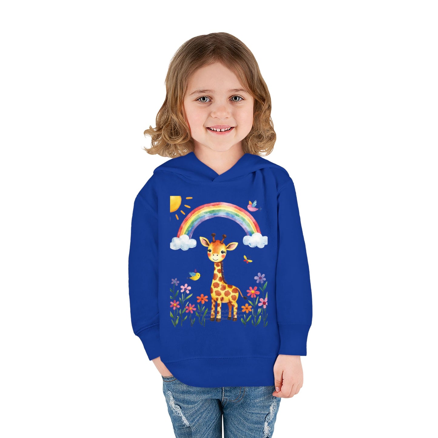 Toddler Hoodie — Giraffe Rainbow Floral Pullover