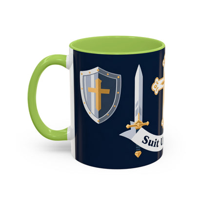 Christian Knight Coffee Mug — “Suit Up Daily” Accent Ceramic Mug