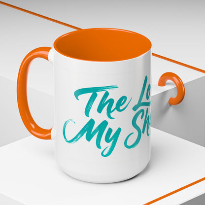 Scripture Accent Coffee Mug — Teal Hand-Lettered Encouragement (11/15 oz)