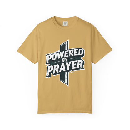 Powered by Prayer T‑Shirt — Faith Graphic Tee with Cross