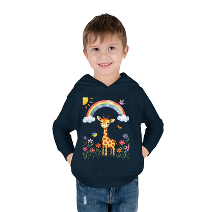 Toddler Hoodie — Giraffe Rainbow Floral Pullover