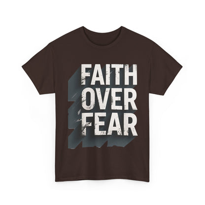 Faith Over Fear Cotton Tee — Distressed Inspirational Graphic