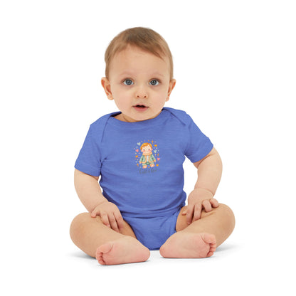 Infant One-Piece Bodysuit — Cute Little Girl Illustration "Hello World" Baby Bodysuit