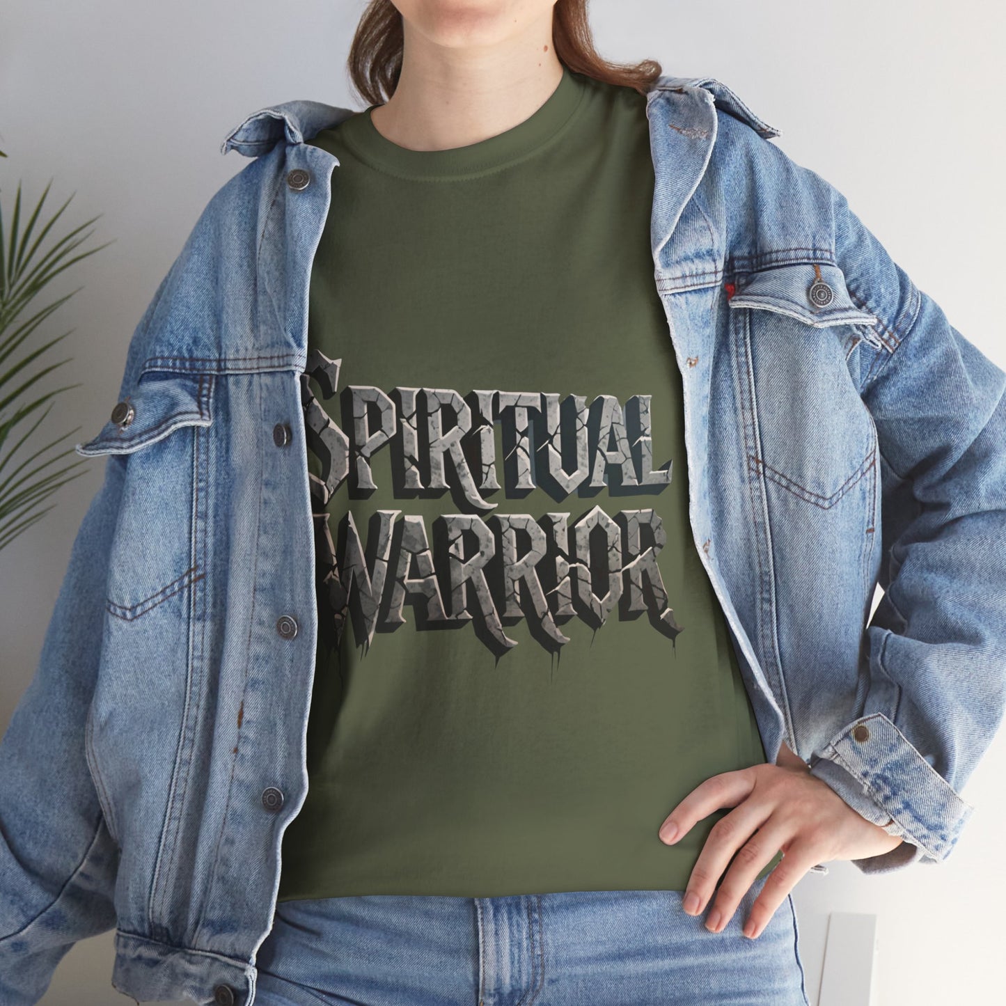 Spiritual Warrior T-Shirt — Gothic Lettering Faith & Strength Tee