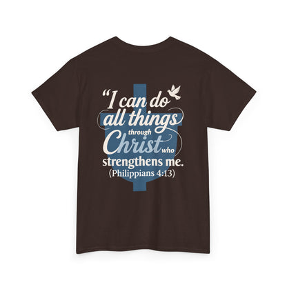 Philippians 4:13 Cotton Tee — "I Can Do All Things" Christian Prayer T-Shirt