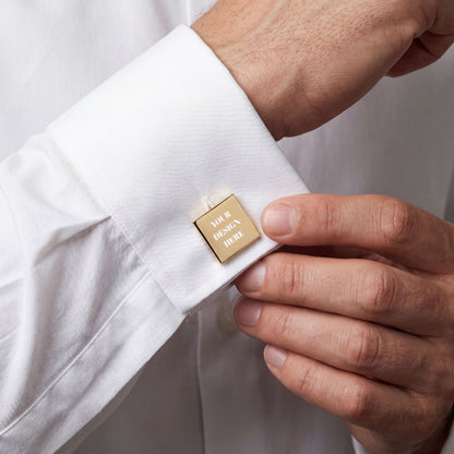 Gold Square Cufflinks — Custom Engraved Monogram & Text Options