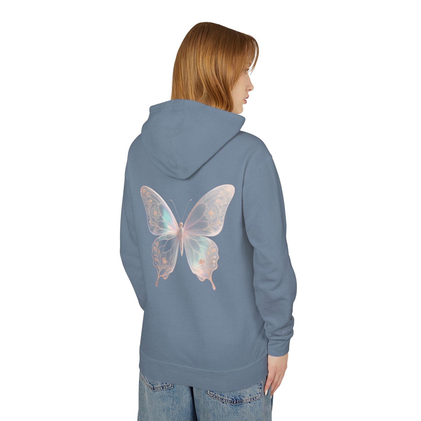 Butterfly Personalized Hoodie — Pastel Floral Butterfly Lightweight Hoodie