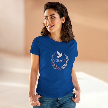 Graceful Dove Wreath Tee — Women's Rose-Gold Reminder Tee