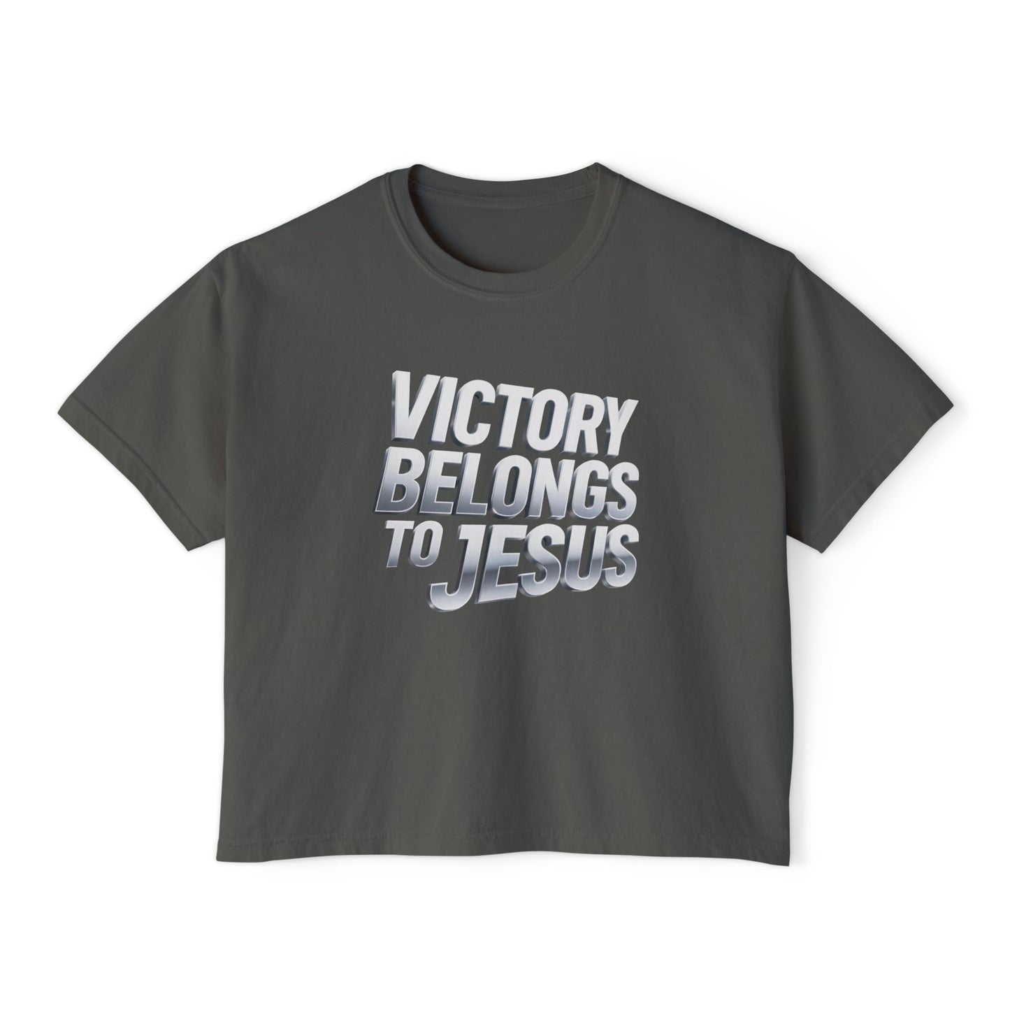 Victory Belongs to Jesus Boxy Tee — Christian Faith Graphic Tee