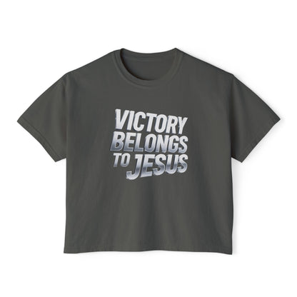 Victory Belongs to Jesus Boxy Tee — Christian Faith Graphic Tee