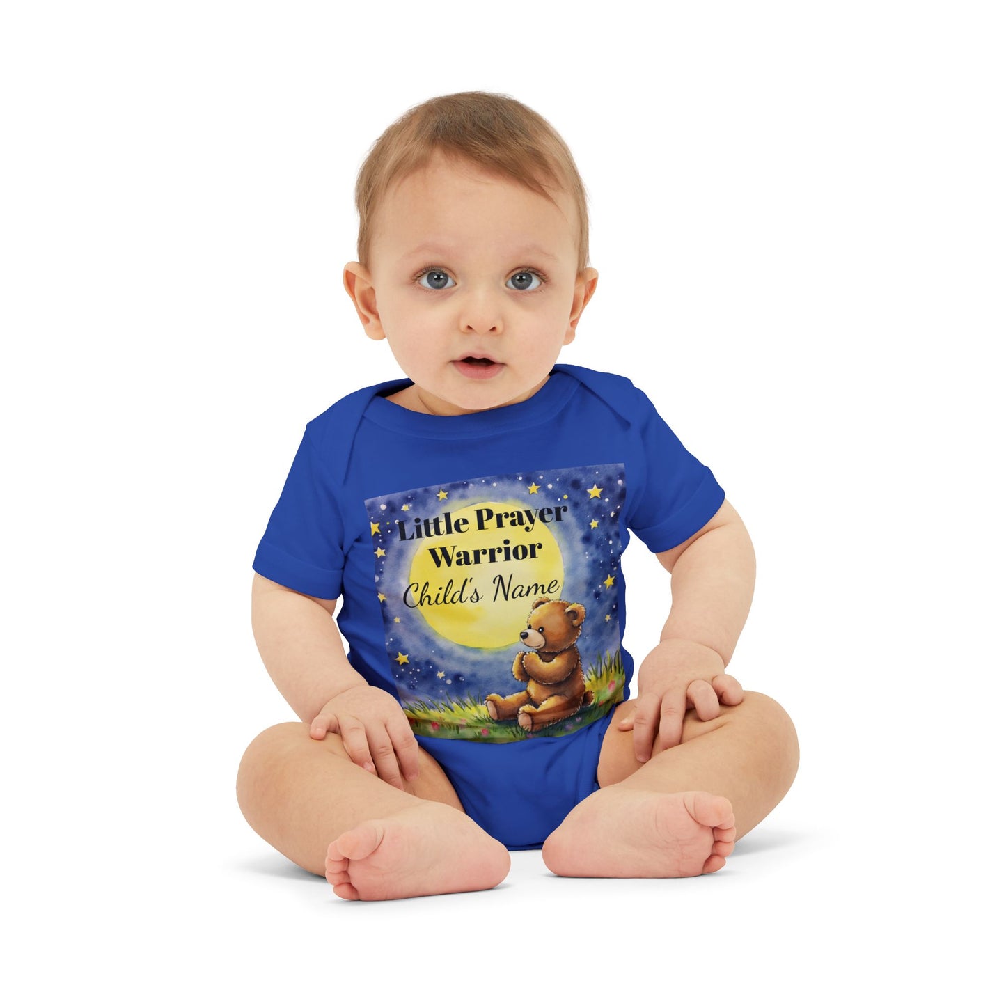 Infant One-Piece — 'Little Prayer Warrior' Bear Baby Bodysuit (Personalize Name)