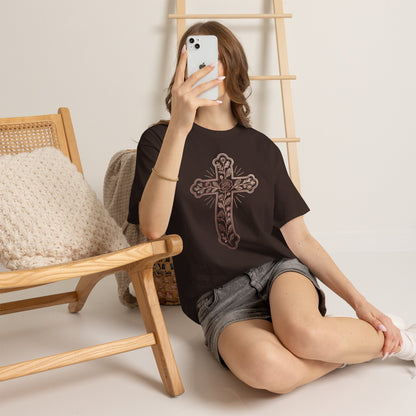 Floral Cross Tee – Delicate Pink Botanical Christian T-Shirt