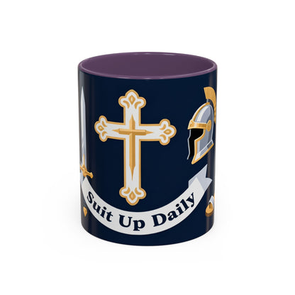 Christian Knight Coffee Mug — “Suit Up Daily” Accent Ceramic Mug