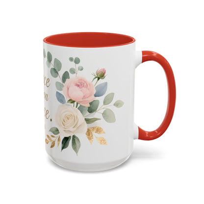 Grace Upon Grace Floral Coffee Mug — John 1:16 Scripture Accent Mug