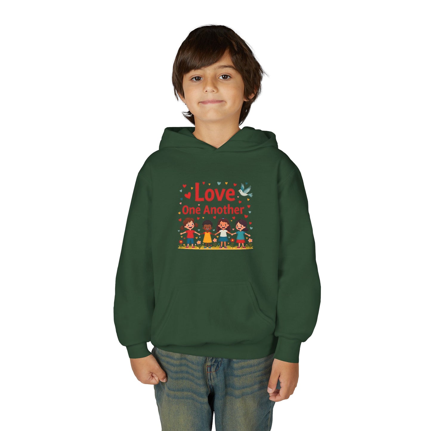 Love One Another Youth Hoodie — Kids' Inclusive Friendship Sweatshirt