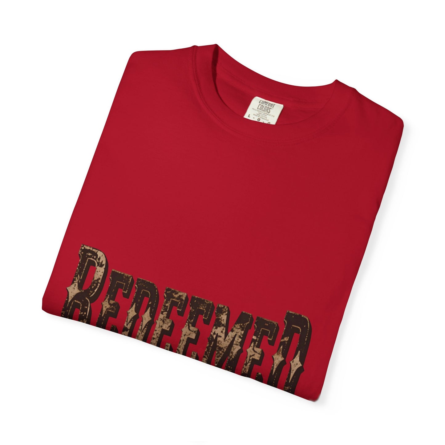 Garment-Dyed Statement Tee — Bold Single-Word Typographic Front