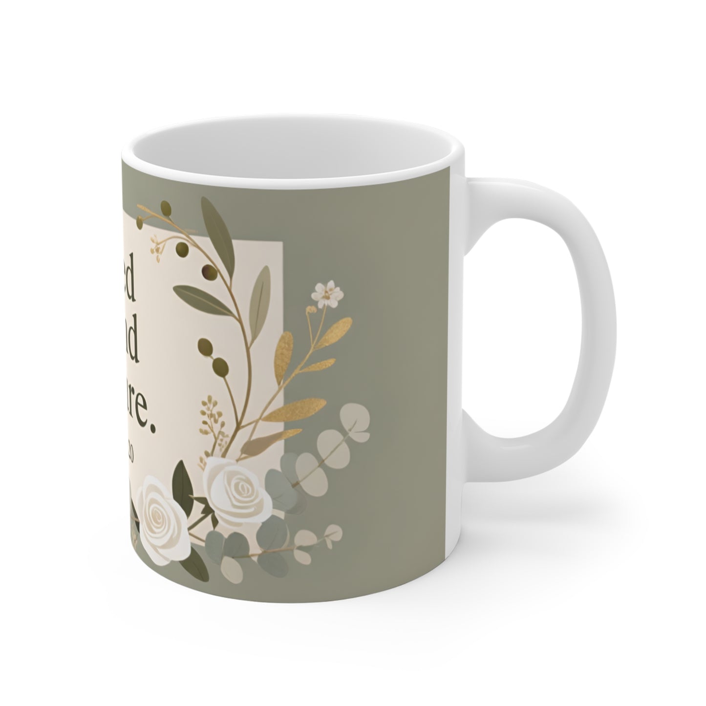 Blessed Beyond Measure 11oz Ceramic Mug — Ephesians 3:20 Floral Faith Gift