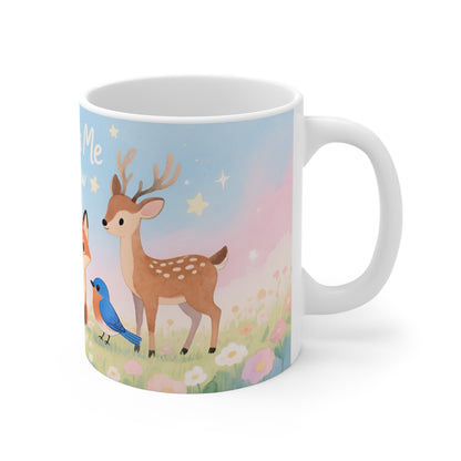 Jesus Loves Me 11oz Mug — Watercolor Animals Nursery Faith Coffee Cup