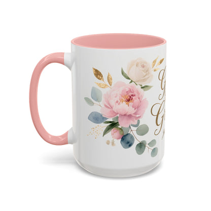 Grace Upon Grace Floral Coffee Mug — John 1:16 Scripture Accent Mug