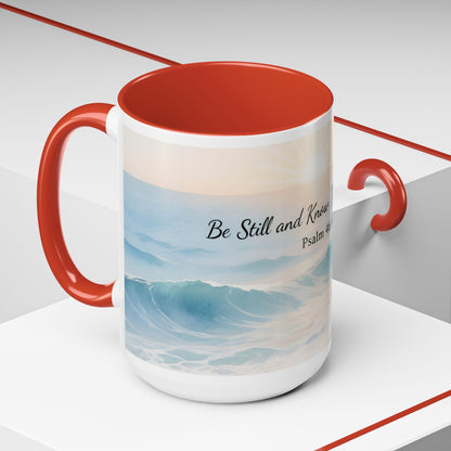 Psalm 46:10 Ocean Coffee Mug – "Be Still and Know That I Am God" Inspirational Ceramic