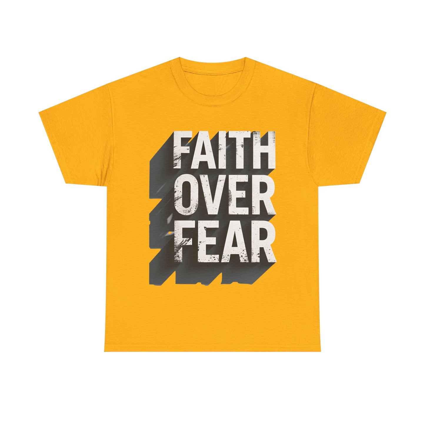 Faith Over Fear Cotton Tee — Distressed Inspirational Graphic