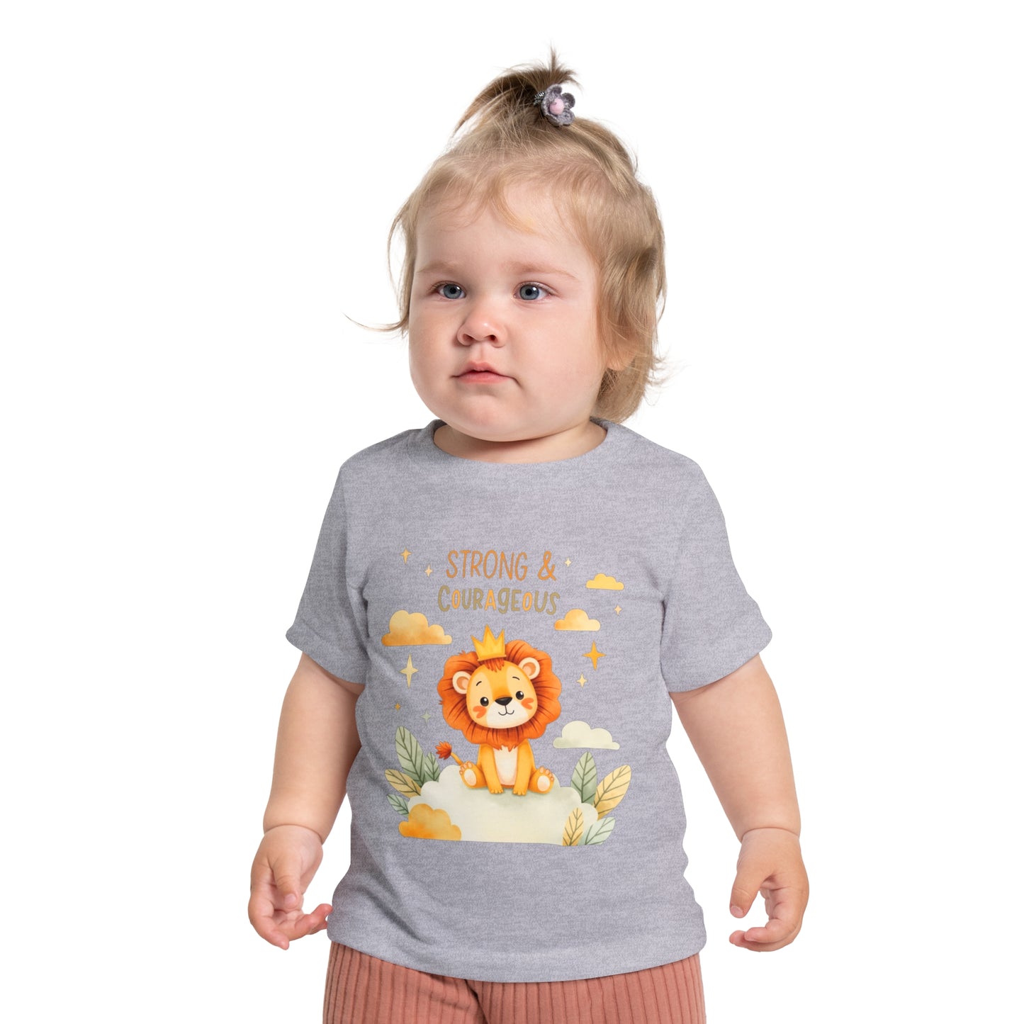 Strong & Courageous Lion Baby T-Shirt — Cute Nursery Tee for Baby Shower & Newborn