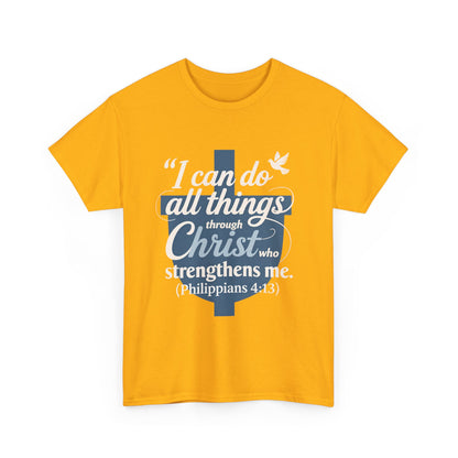 Philippians 4:13 Cotton Tee — "I Can Do All Things" Christian Prayer T-Shirt