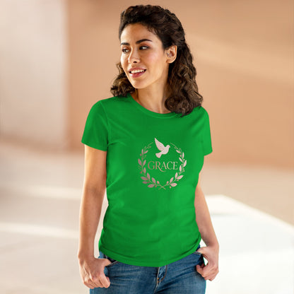 Graceful Dove Wreath Tee — Women's Rose-Gold Reminder Tee