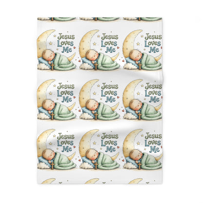 Jesus Loves Me Baby Blanket – Soft Fleece Religious Infant Throw