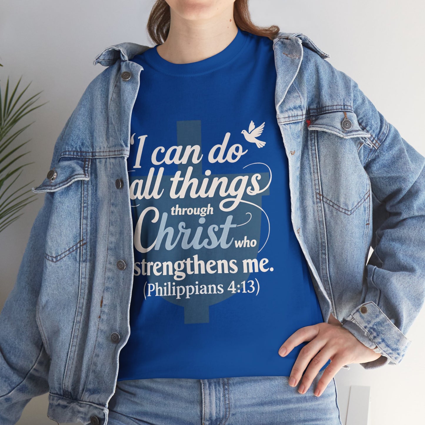 Philippians 4:13 Cotton Tee — "I Can Do All Things" Christian Prayer T-Shirt
