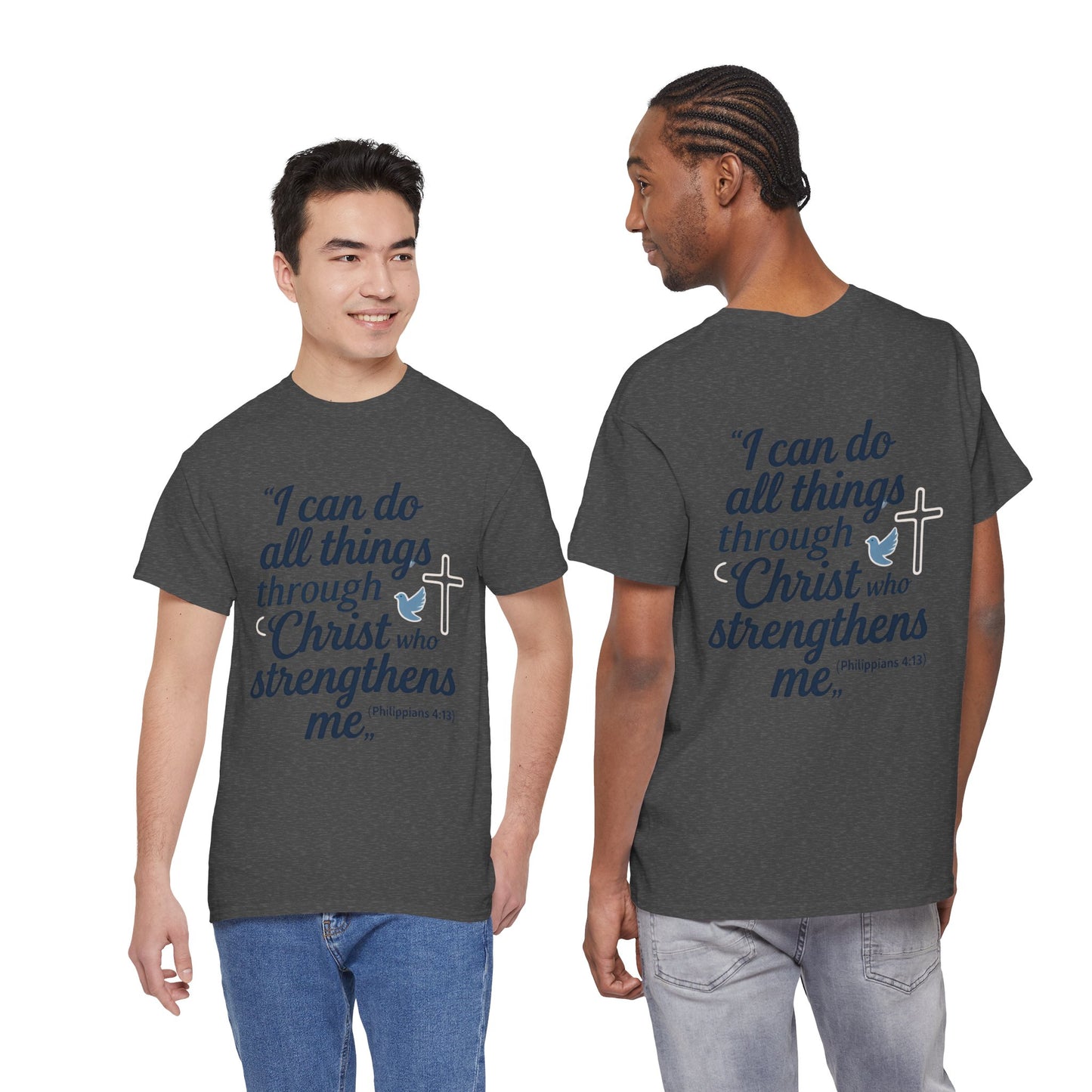 Inspirational Christian T-Shirt - "I Can Do All Things Through Christ" Bible Verse Tee