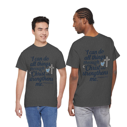 Inspirational Christian T-Shirt - "I Can Do All Things Through Christ" Bible Verse Tee