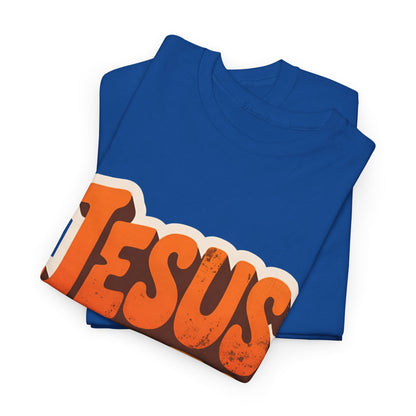 Jesus Saves Retro Tee — Bright Sunset Faith T-Shirt