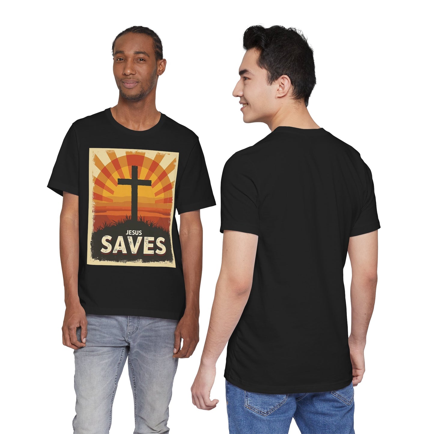 Jesus Saves Cross tee | Christian faith shirt, sunrise graphic | Perfect Gift for Mom and Dad | Friends and Family Shirt