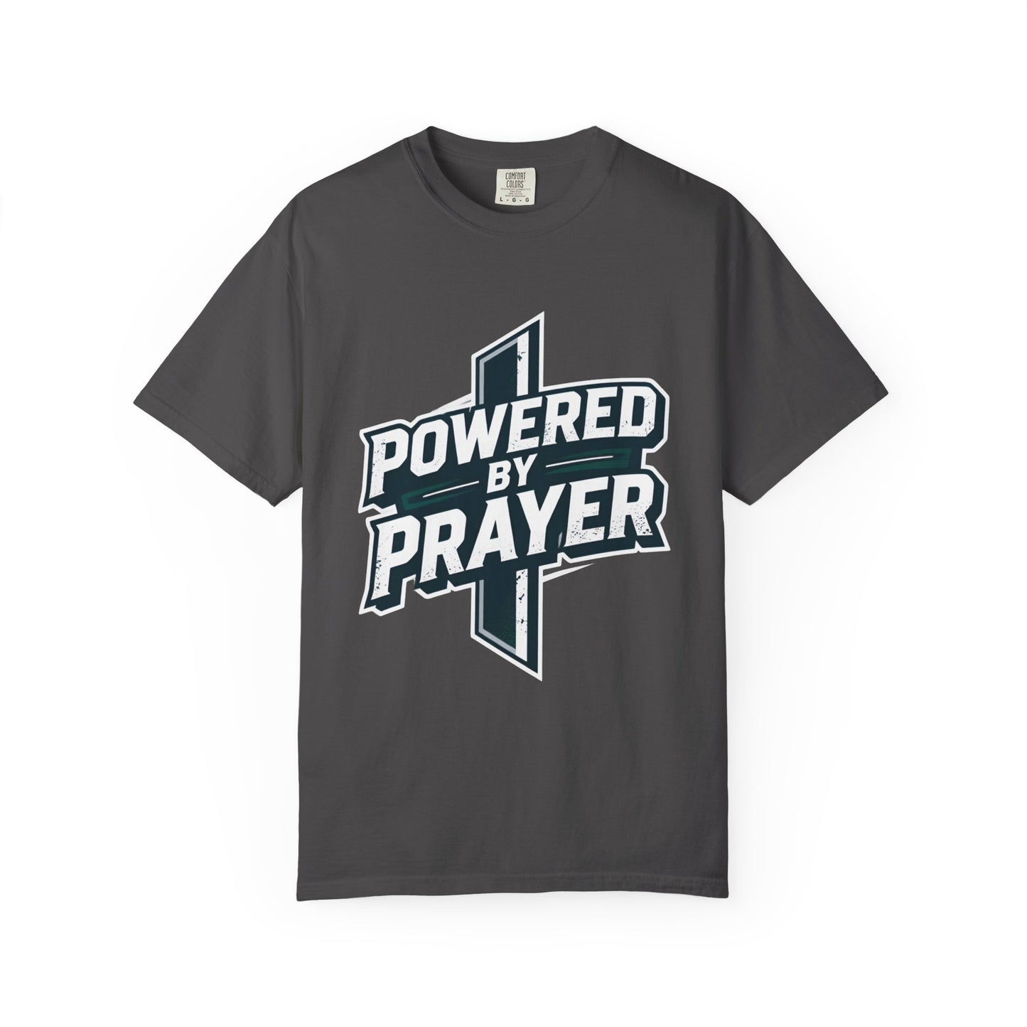 Powered by Prayer T‑Shirt — Faith Graphic Tee with Cross