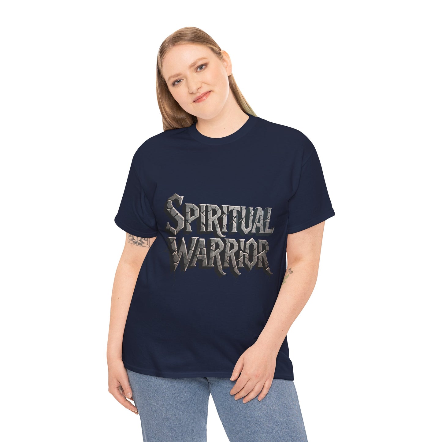 Spiritual Warrior T-Shirt — Gothic Lettering Faith & Strength Tee