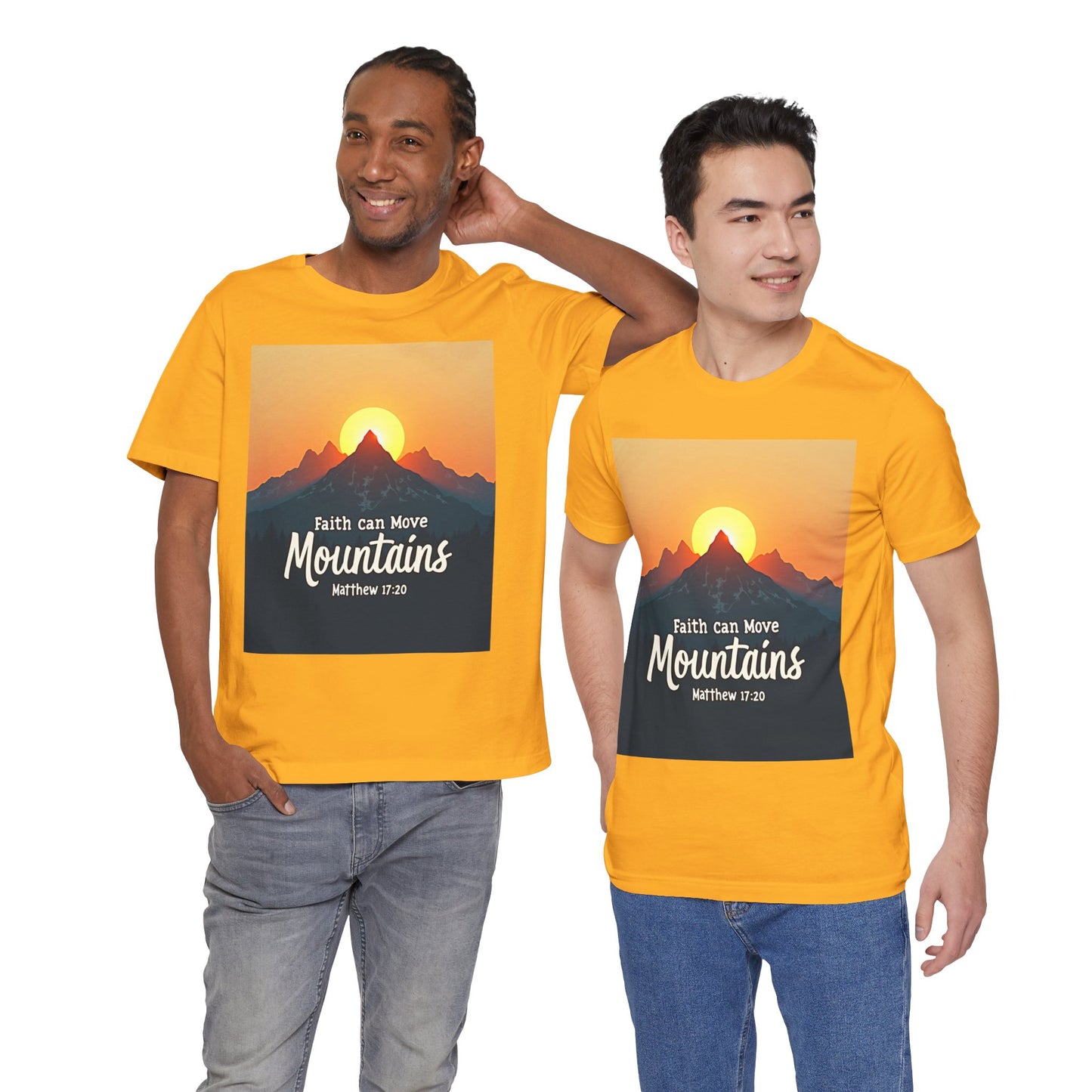 Faith Can Move Mountains T-Shirt | Mountain Sunrise Matthew 17:20 | Meaningful Gift for believers | Perfect for Everyone