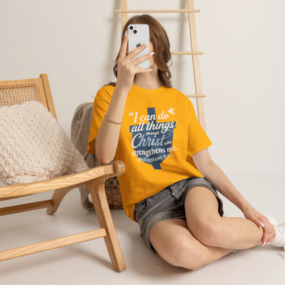 Philippians 4:13 Cotton Tee — "I Can Do All Things" Christian Prayer T-Shirt