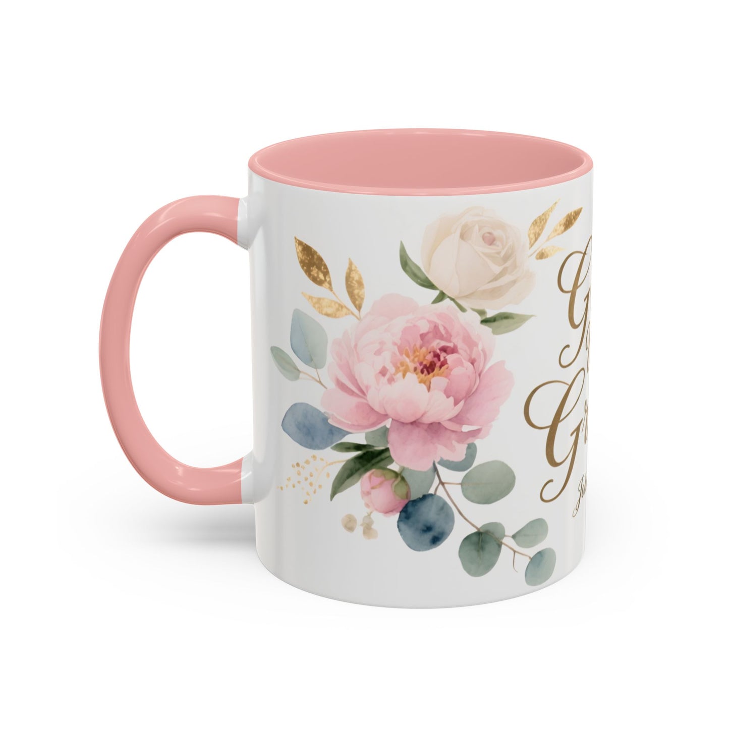 Grace Upon Grace Floral Coffee Mug — John 1:16 Scripture Accent Mug