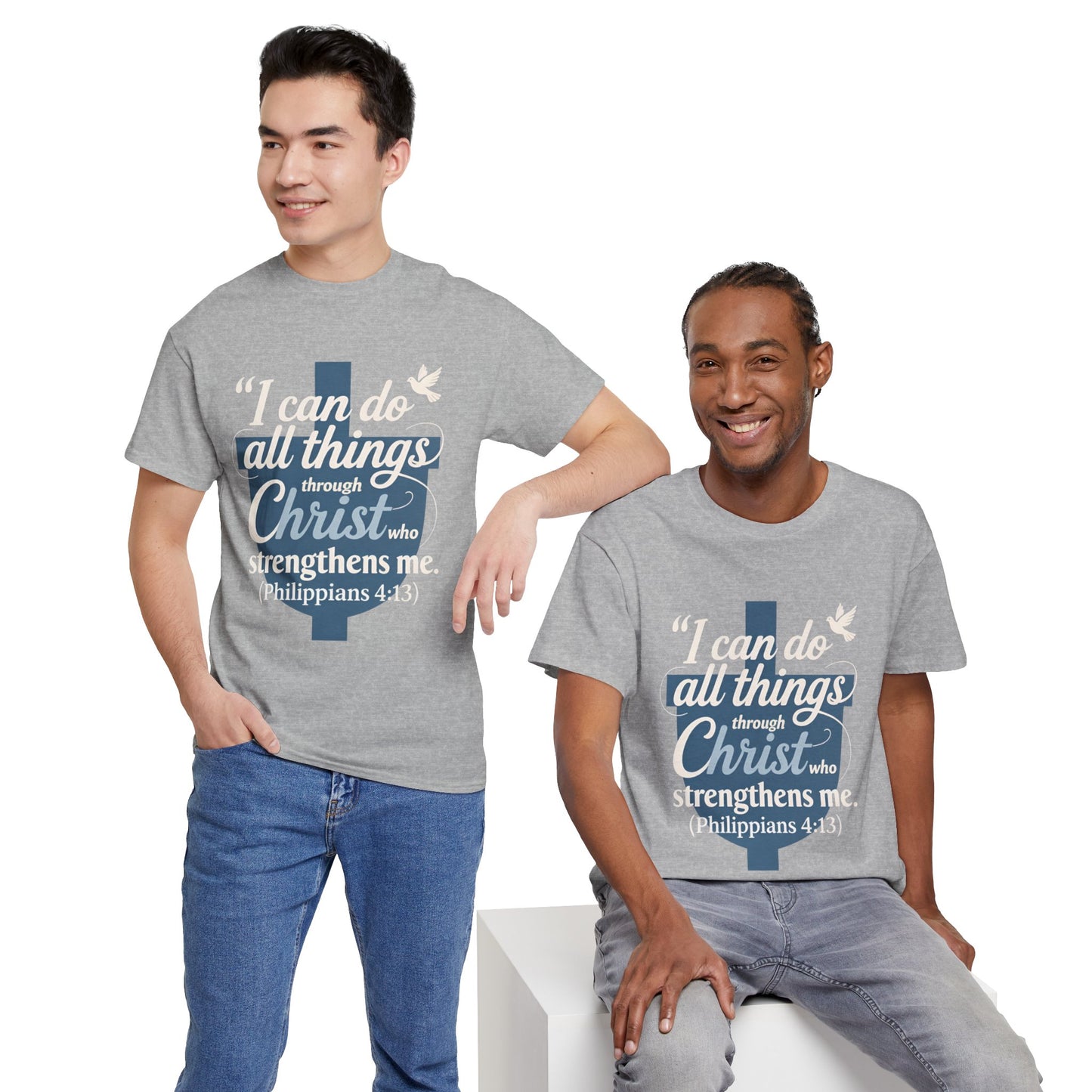 Philippians 4:13 Cotton Tee — "I Can Do All Things" Christian Prayer T-Shirt