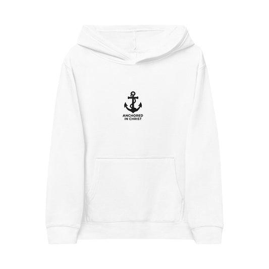 Kids Anchor Embroidered Hoodie — 'Anchored in Family' Fleece Pullover