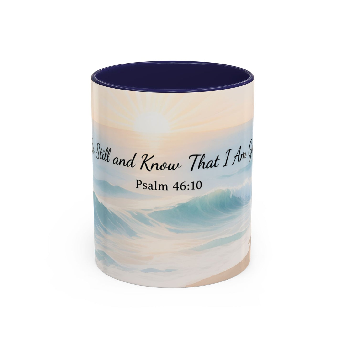 Psalm 46:10 Ocean Coffee Mug – "Be Still and Know That I Am God" Inspirational Ceramic