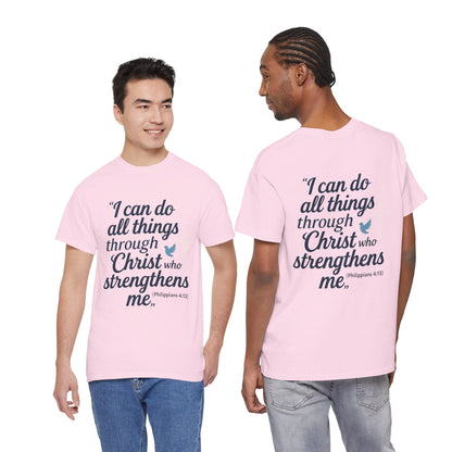 Inspirational Christian T-Shirt - "I Can Do All Things Through Christ" Bible Verse Tee