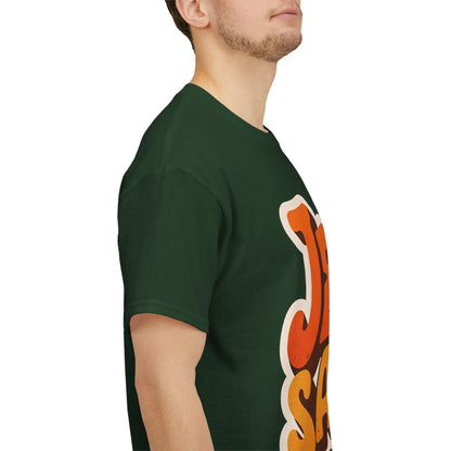 Jesus Saves Retro Tee — Bright Sunset Faith T-Shirt