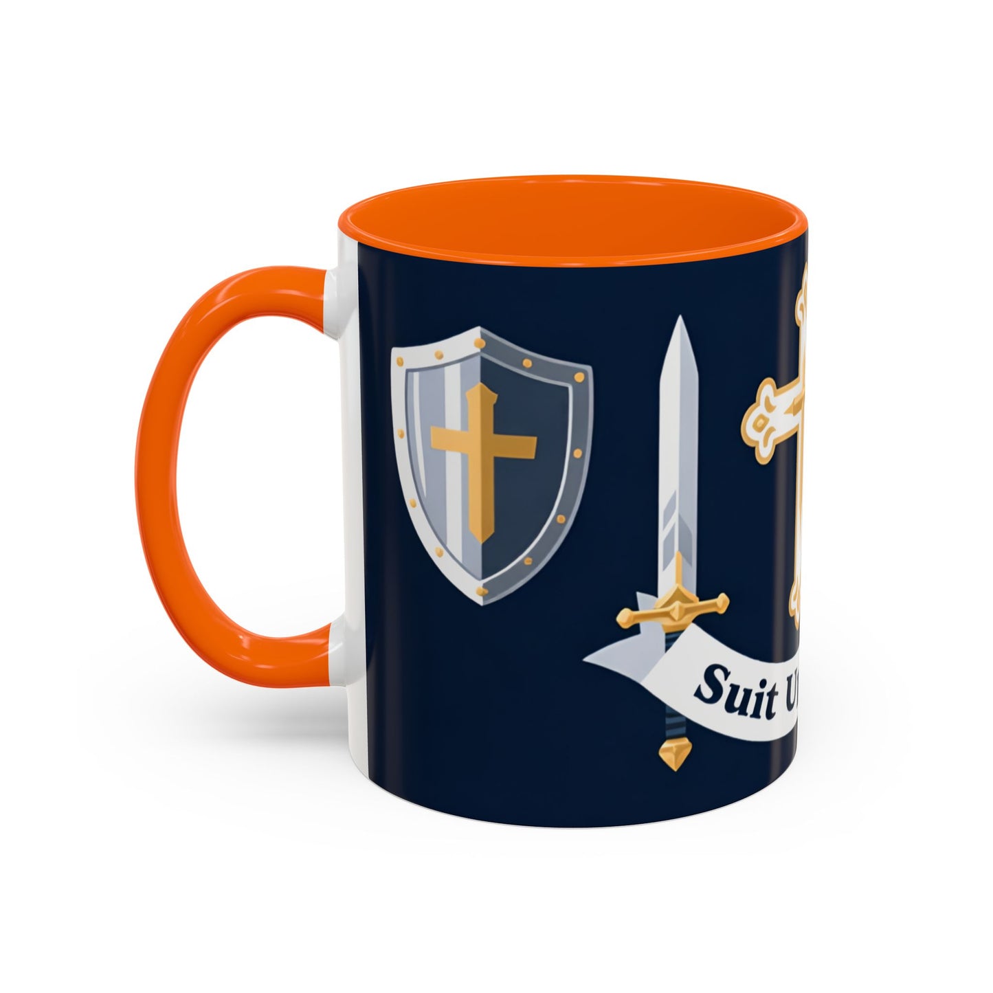 Christian Knight Coffee Mug — “Suit Up Daily” Accent Ceramic Mug