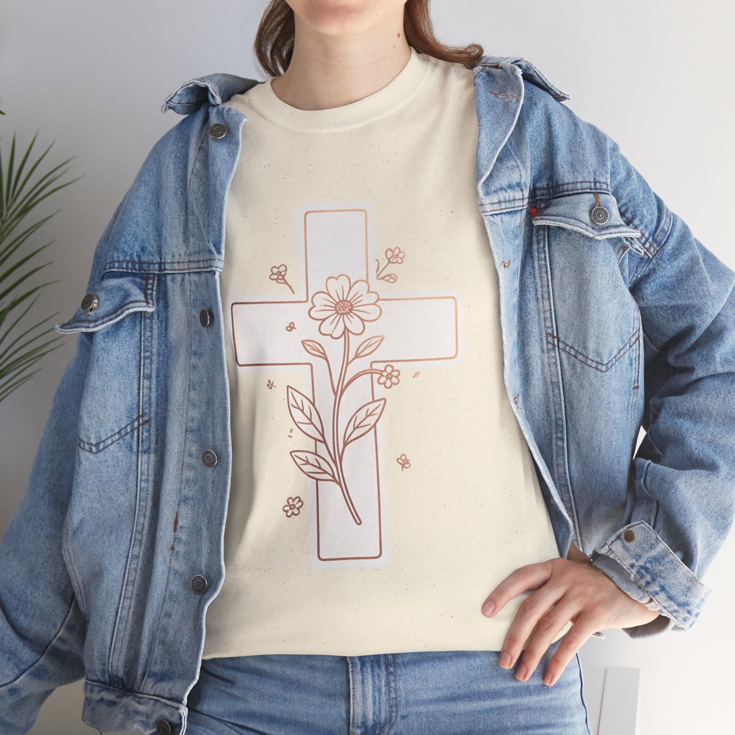 Floral Cross Tee — Delicate Bloom Christian T-Shirt