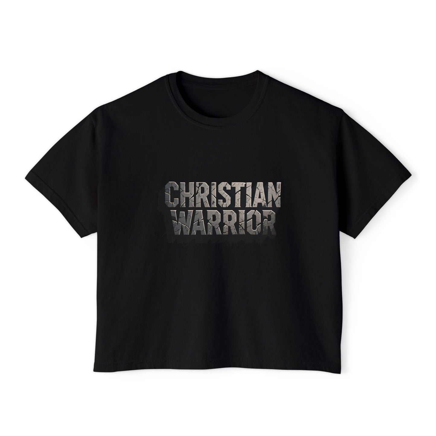 Christian Warrior Boxy Tee — Women's Faith Graphic Shirt